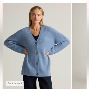 Quince boyfriend Light Blue V-Neck Cardigan